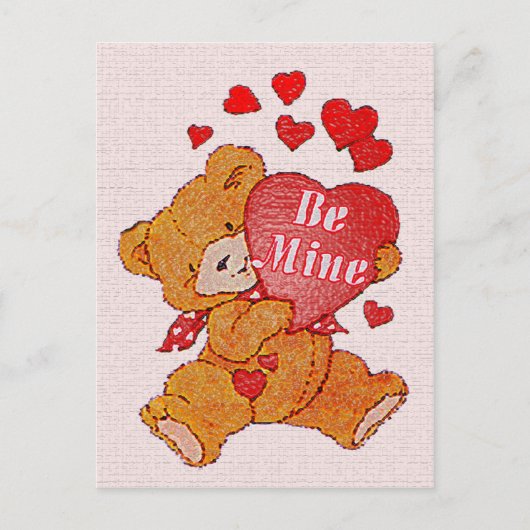 Be Mine Teddy Bear Valentijn Briefkaart (Voorkant)