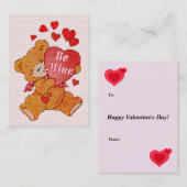 Be Mine Teddy Bear Valentijn Mini Kinder Kaarten Notitiekaartje (Voorkant / Achterkant)