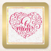 Be Mine"  tekst: Happy Valentine's Day Kartonnen Onderzetters (Voorkant)