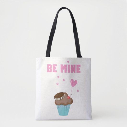 Be Mine Typography Cake Heart Balloon Canvas tas (Voorkant)
