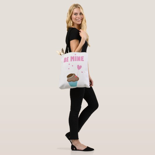 Be Mine Typography Cake Heart Balloon Canvas tas (Op model)