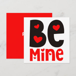 Be Mine Typography Valentijnsdag Rood Wit Kaart