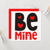 Be Mine Typography Valentijnsdag Rood Wit Kaart (Voorkant / Achterkant in situ)