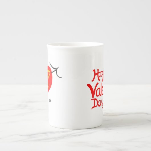 Be Mine Valentijn Bone China Heart Mok (Voorkant)