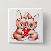 Be Mine Valentijn Bunnies Button (Voorkant)