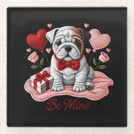 Be Mine Valentijn Engels Bulldog Glass Onderzetter