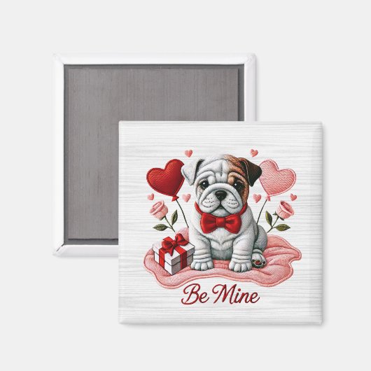 Be Mine Valentijn Engelse Bulldog Magnet (Voorkant / Achterkant)
