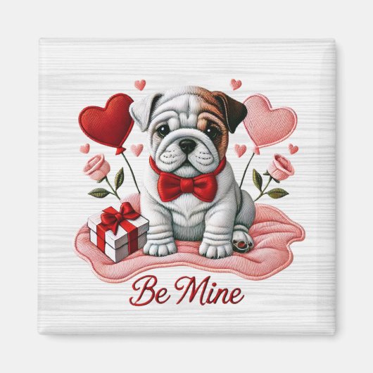 Be Mine Valentijn Engelse Bulldog Magnet (Voorkant)