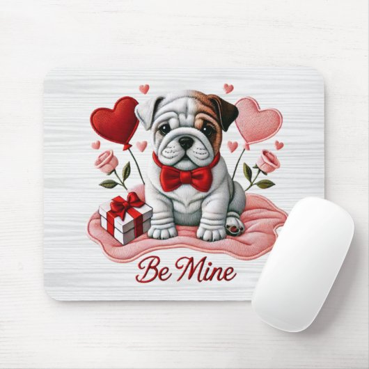Be Mine Valentijn Engelse Bulldog Mousepad Muismat (Met muis)