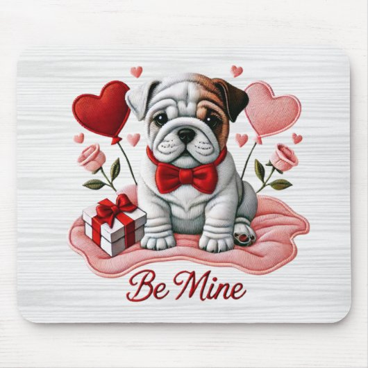 Be Mine Valentijn Engelse Bulldog Mousepad Muismat (Voorkant)