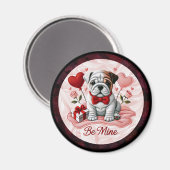 Be Mine Valentijn Engelse Bulldog ronde magneet (Voorkant / Achterkant)