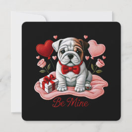 Be Mine Valentijn Engelse Bulldog Wenskaart Feestdagenkaart
