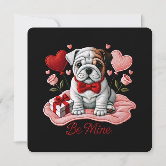 Be Mine Valentijn Engelse Bulldog Wenskaart Feestdagenkaart (Voorkant)