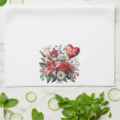 Be Mine Valentijn floraal/hart Theedoek (Gevouwen)