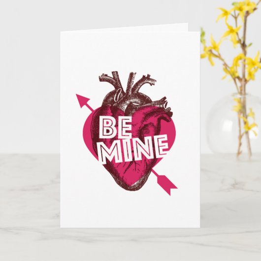 Be Mine Valentijn Heart Arrow Kaart (Gele Bloem)