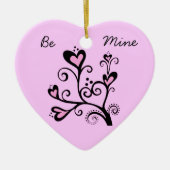 Be Mine Valentijn Pink Heart Tree Keramisch Ornament (Voorkant)