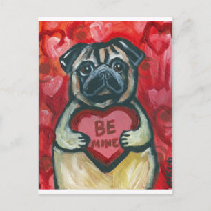 Be Mine Valentijn Pug Feestdagenkaart