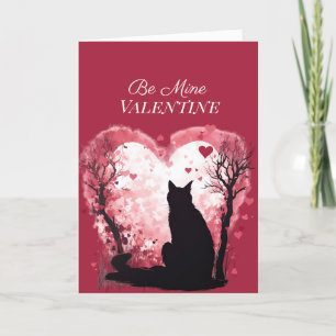 Be Mine Valentijn Red Hearts Black Cat Feestdagen Kaart