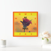 BE MINE Valentijn Red Rose Vierkante Klok (Huis)