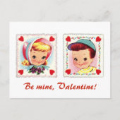 Be Mine Valentijn Retro Leuke Jongen en Meisje Feestdagenkaart (Voorkant)