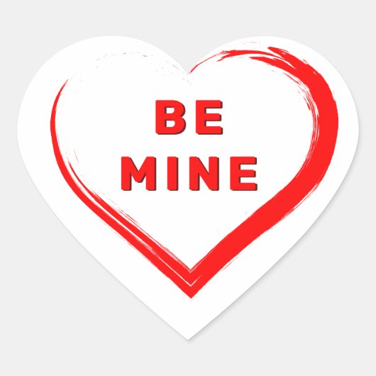 Be Mine Valentijn's Day Romantische Rode Hart Hart Sticker (Voorkant)