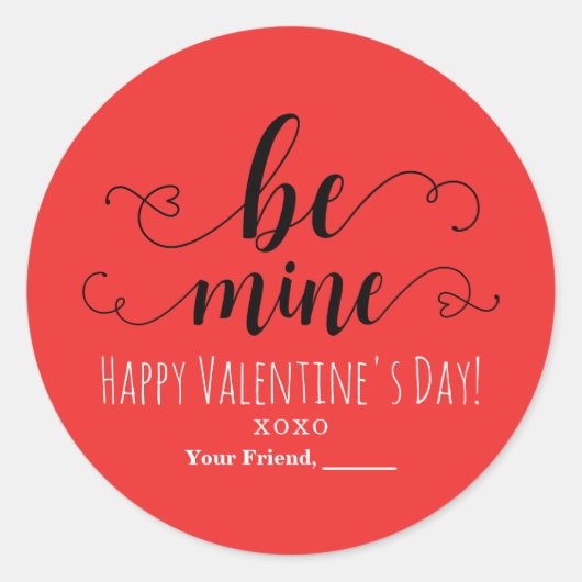 BE MINE Valentijnsdag Chic Party Favor Ronde Sticker (Voorkant)