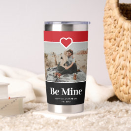 Be Mine Valentijnsdag Couples Foto Waterfles Geïsoleerde Drinkbeker