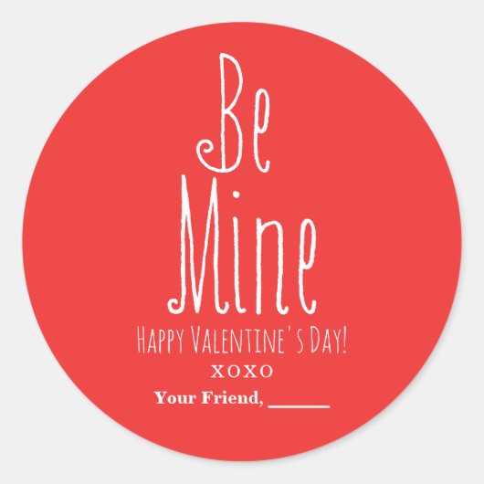 BE MINE Valentijnsdag Elke kleurpartijvoorkeur Ronde Sticker (Voorkant)