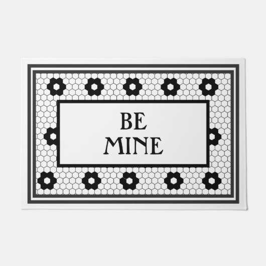 Be Mine Valentijnsdag Fun Tegel Design Deurmat (Voorkant)