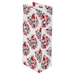 Be Mine Valentijnsdag Harten en Bloemen Wijn Cadeautas