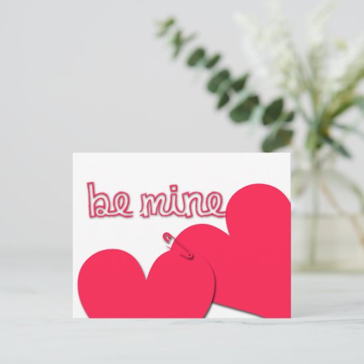 Be Mine Valentijnsdag Modern Greeting Briefkaart (Staand voorkant)