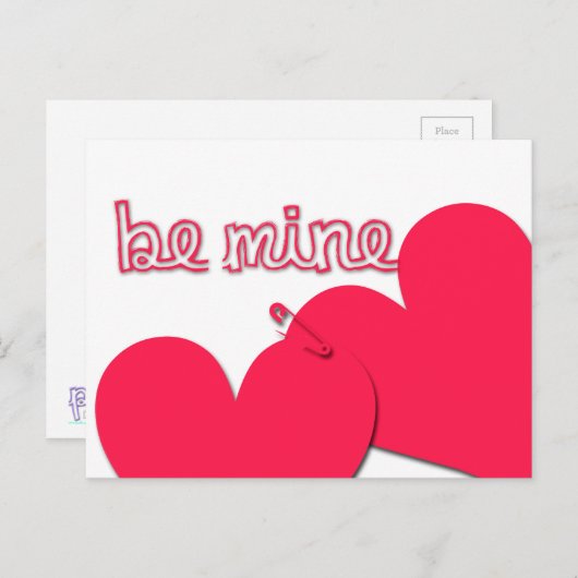 Be Mine Valentijnsdag Modern Greeting Briefkaart (Voorkant / Achterkant)