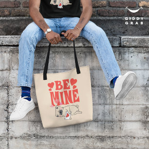 Be Mine: Valentijnse grappige Schattigee Pug & Lov Tote Bag