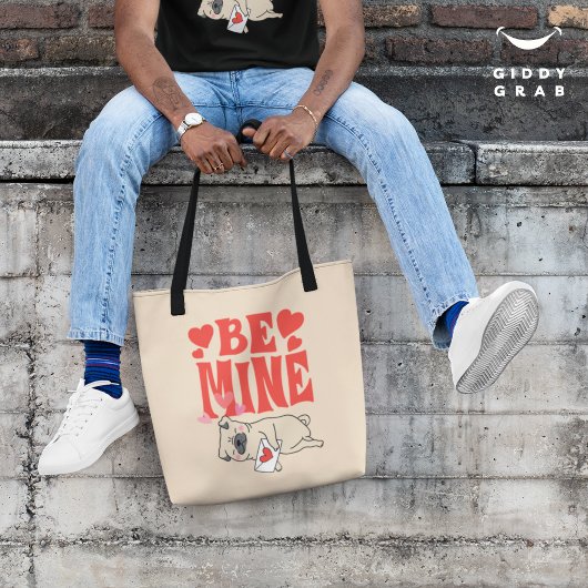 Be Mine: Valentijnse grappige Schattigee Pug & Lov Tote Bag