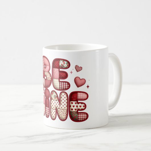 Be Mine Valentine Coffee Mug | Patchwork Quilted H Koffiemok (Voorkant rechts)