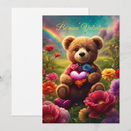 Be mine Valentine Teddy 1 Kaart (Voorkant / Achterkant)