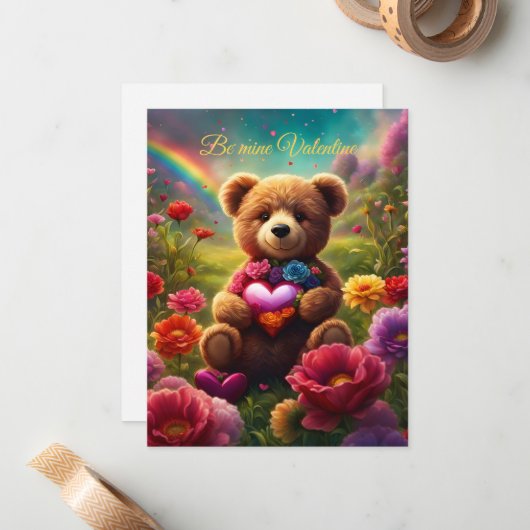 Be mine Valentine Teddy 1 Notitiekaartje (Voorkant / Achterkant in situ)