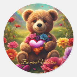 Be mine Valentine Teddy 1 Ronde Sticker