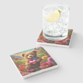 Be mine Valentine Teddy 1 Stenen Onderzetter (Zijkant)