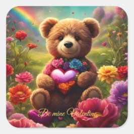 Be mine Valentine Teddy 1 Vierkante Sticker