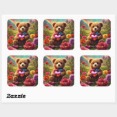 Be mine Valentine Teddy 1 Vierkante Sticker (Vel)
