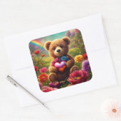 Be mine Valentine Teddy 1 Vierkante Sticker (Envelop)