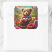 Be mine Valentine Teddy 1 Vierkante Sticker (Tas)