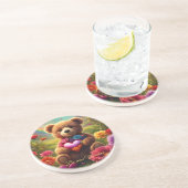 Be mine Valentine Teddy 1 Zandsteen Onderzetter (Zijkant)