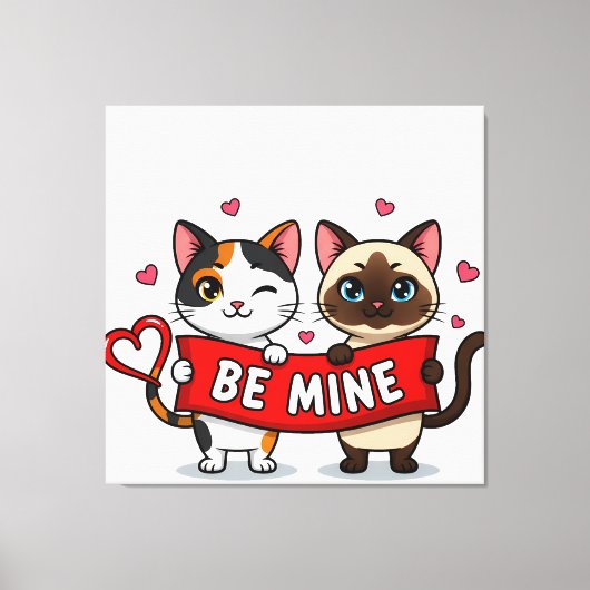 BE MINE Valentine's Cats | Cute Kittens with Love Canvas Afdruk (Voorkant)
