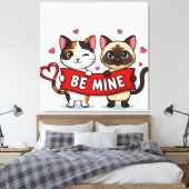 BE MINE Valentine's Cats | Cute Kittens with Love Canvas Afdruk (Insitu (Slaapkamer))