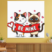 BE MINE Valentine's Cats | Cute Kittens with Love Canvas Afdruk (Insitu (Woonkamer))