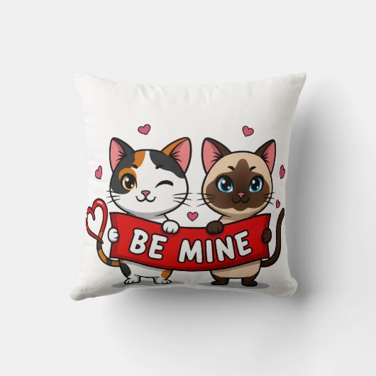 BE MINE Valentine's Cats | Cute Kittens with Love Kussen (Achterkant)