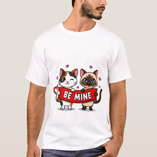 BE MINE Valentine's Cats | Cute Kittens with Love T-shirt (Voorkant)