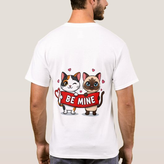 BE MINE Valentine's Cats | Cute Kittens with Love T-shirt (Achterkant)